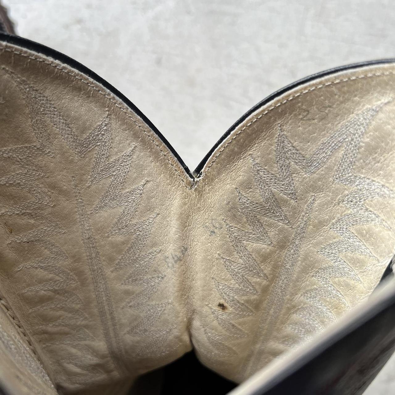 90s Detailed Black Leather Cowboy Boots- M's 10, W's 11.5