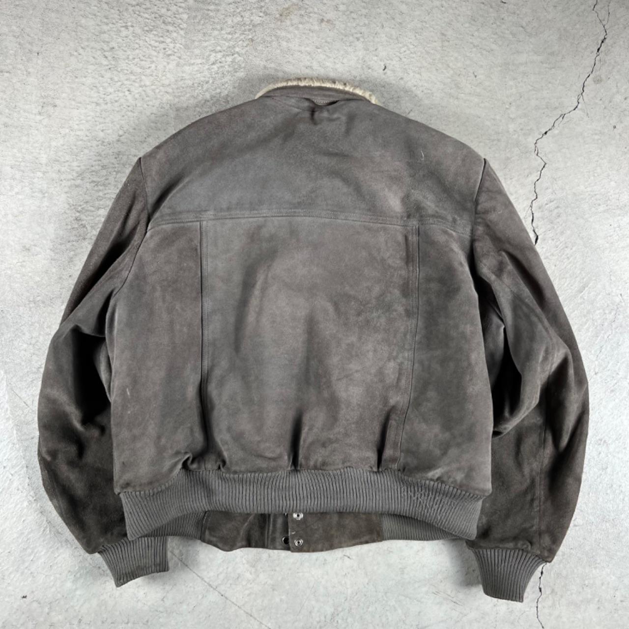 80s Wilsons Sherpa Lined Grey Suede Leather Bomber Jacket- XL