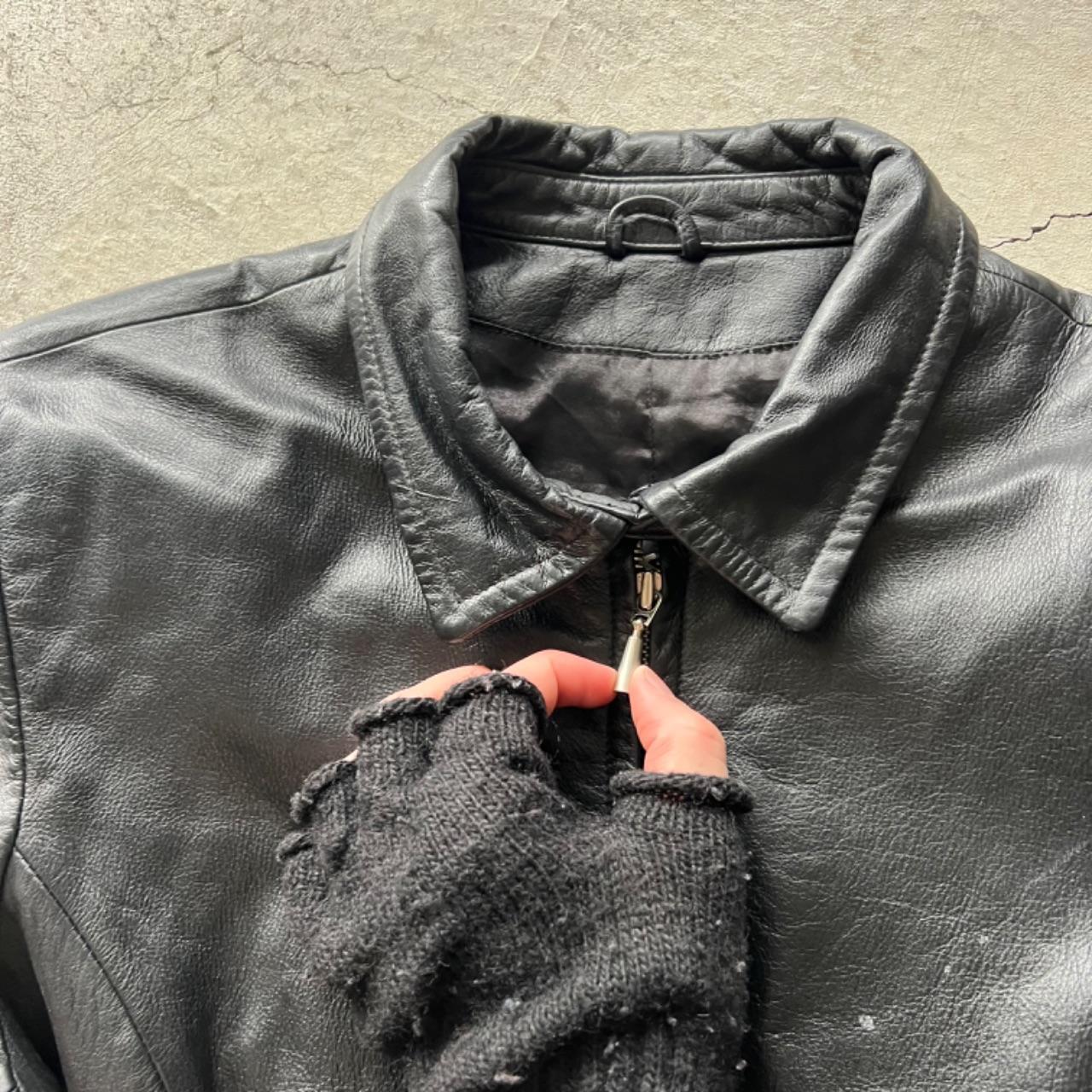 90s Black Wilson's Cafe Racer Leather Jacket- S