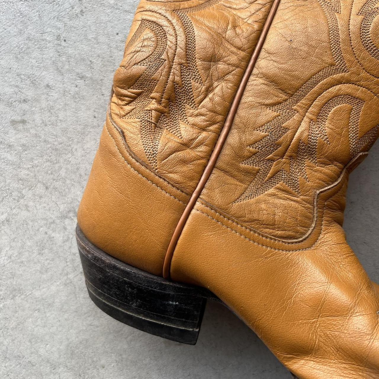 80s Tony Lama Butterscotch Tan Leather Cowboy Boots- M's 9, W's 10.5