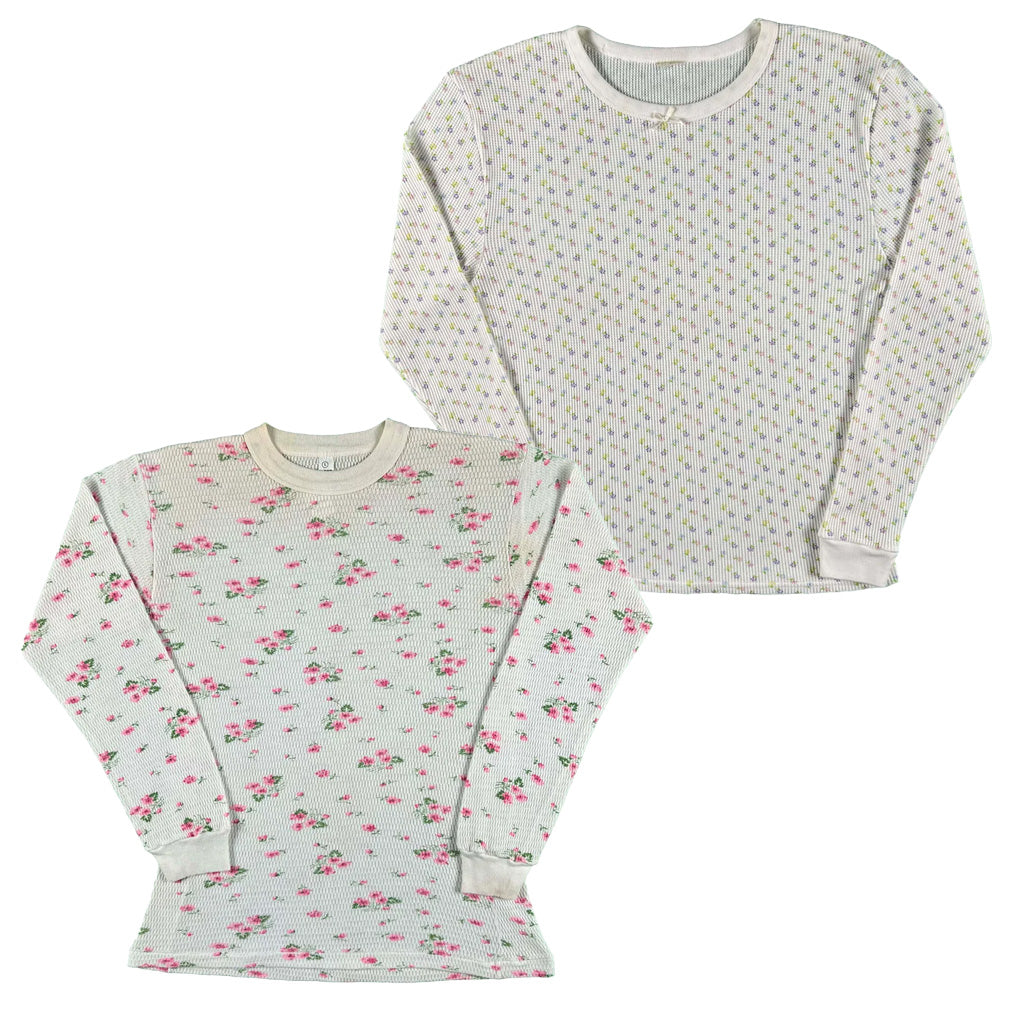 Vintage Floral Waffle Knit Thermals- SELECT SHIRT