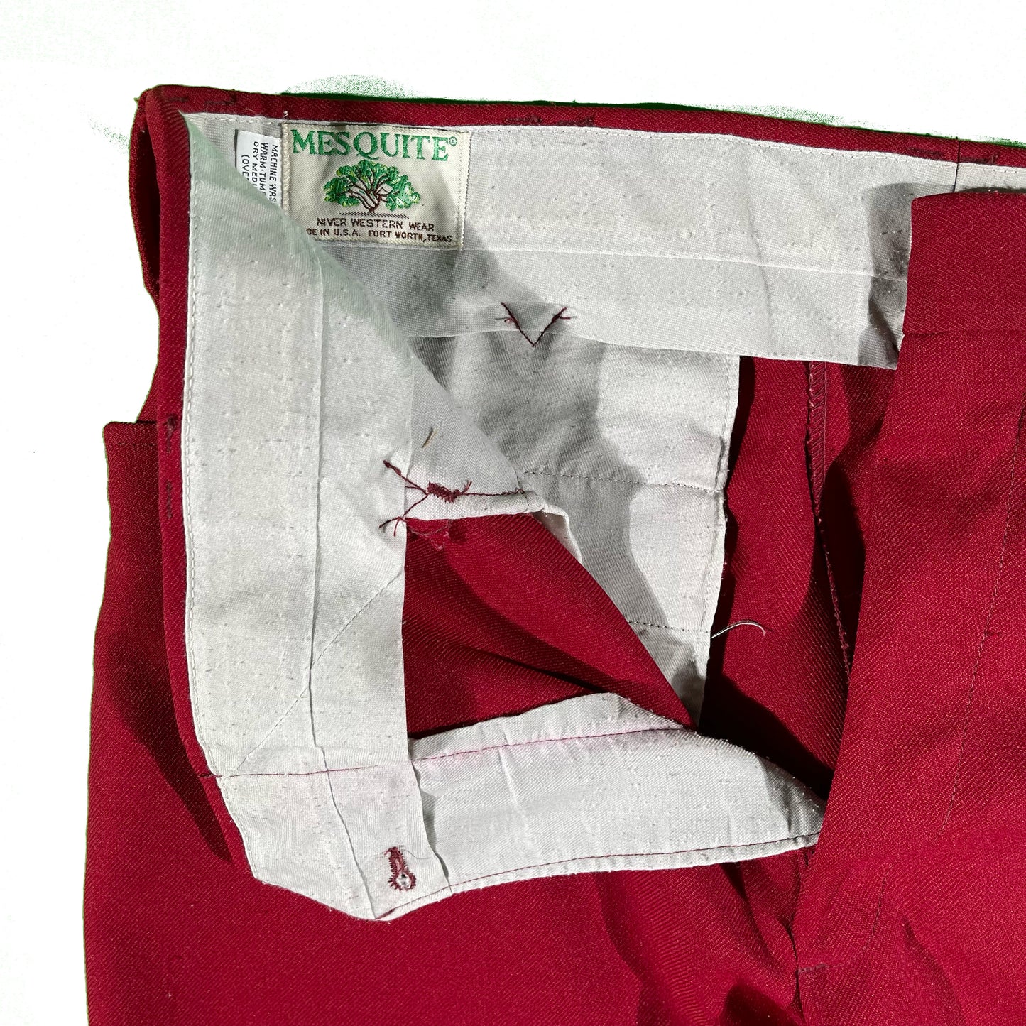 70s Wine Red Western Polyester Flares- 33x30