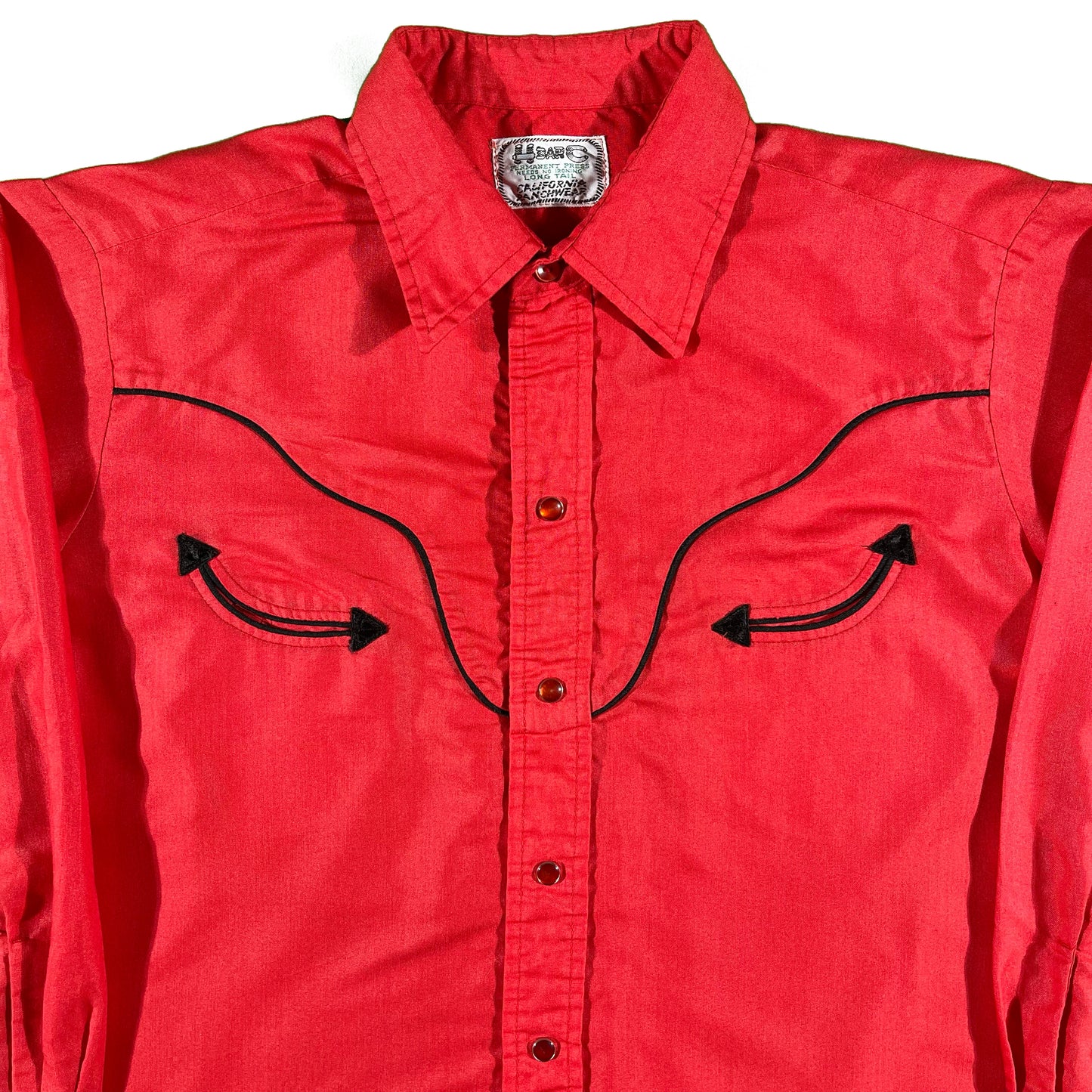 50s H Bar C Western Pearl Snap Button Up- L