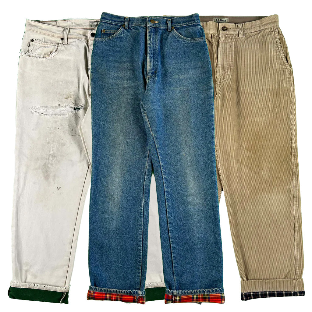 Vintage LL Bean Flannel/Fleece Lined Denim and Pants- SELECT PAIR