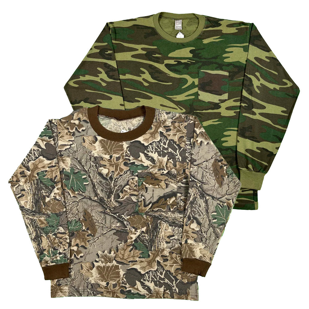 Vintage Blank Camo Long Sleeve Tee- SELECT SHIRT