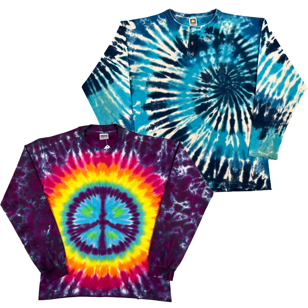 Vintage Blank Long Sleeve Tie Dye Tee- SELECT SHIRT