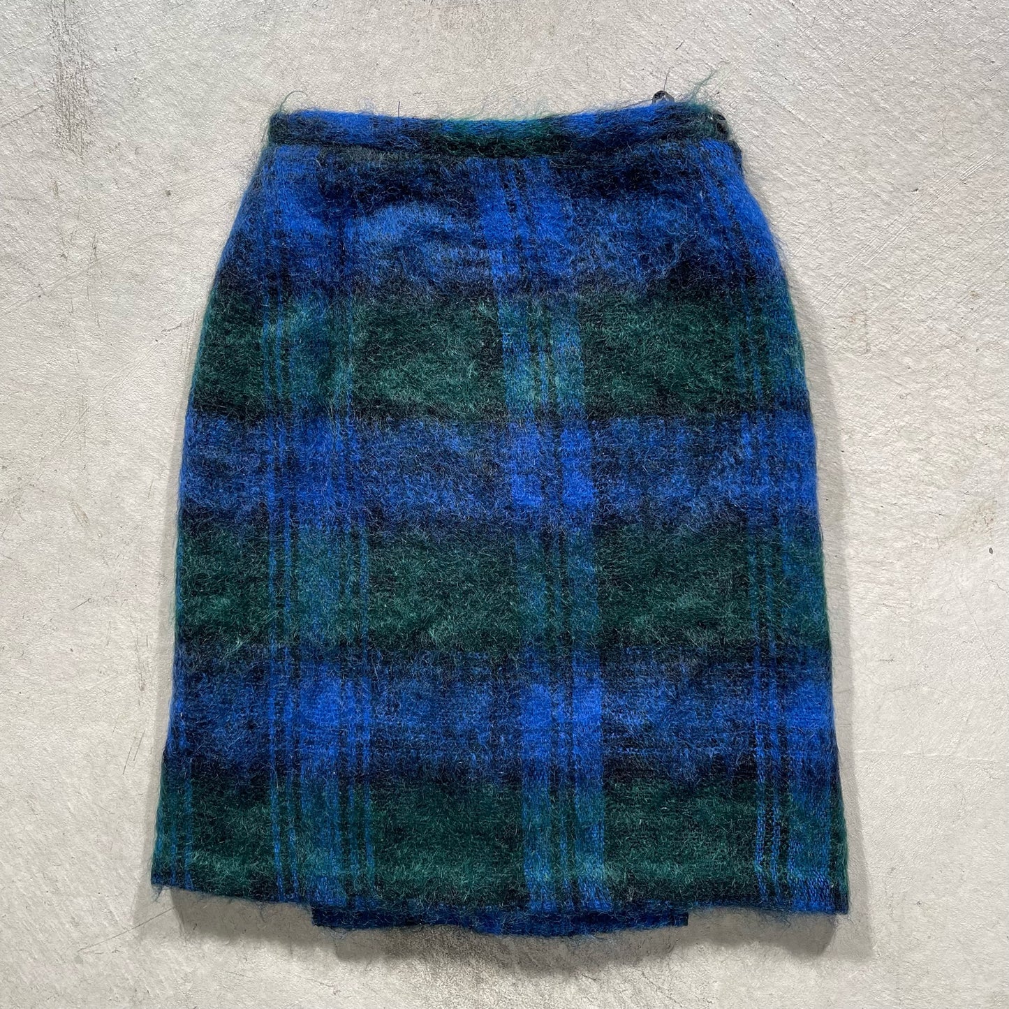 80s Mohair Plaid Skirt- 25"