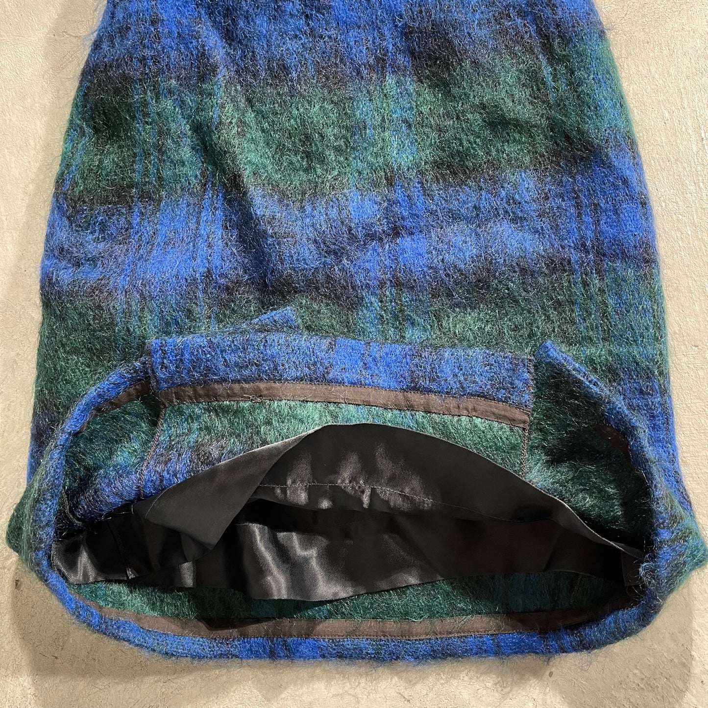80s Mohair Plaid Skirt- 25"