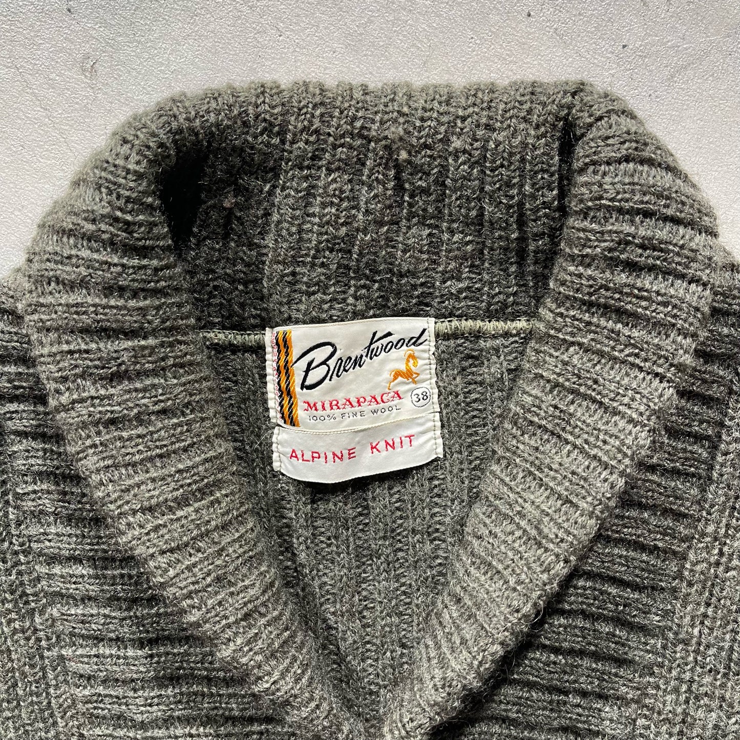 60s Shawl Collar Wool Sweater- M