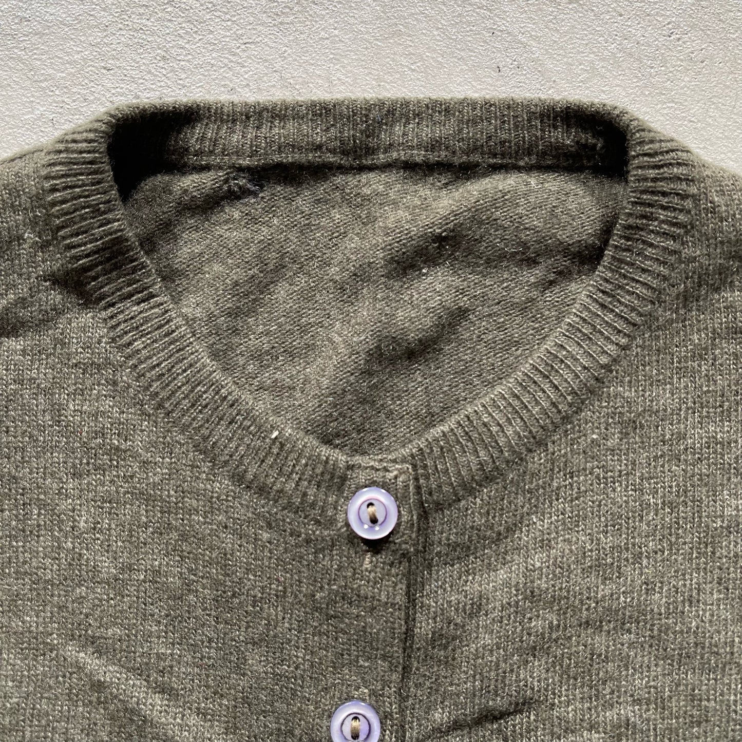 60s Olive Green Acrylic Cardigan-S