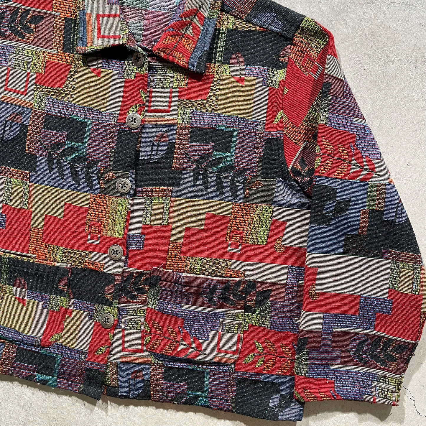 70s Homemade Floral Chore Coat- XL