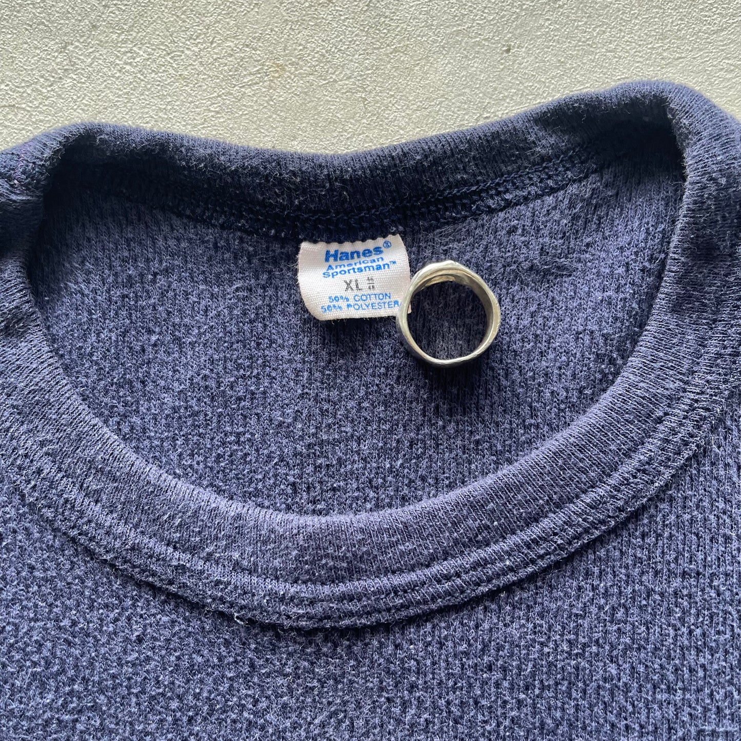 70s Navy Blue Hanes Thermal- L