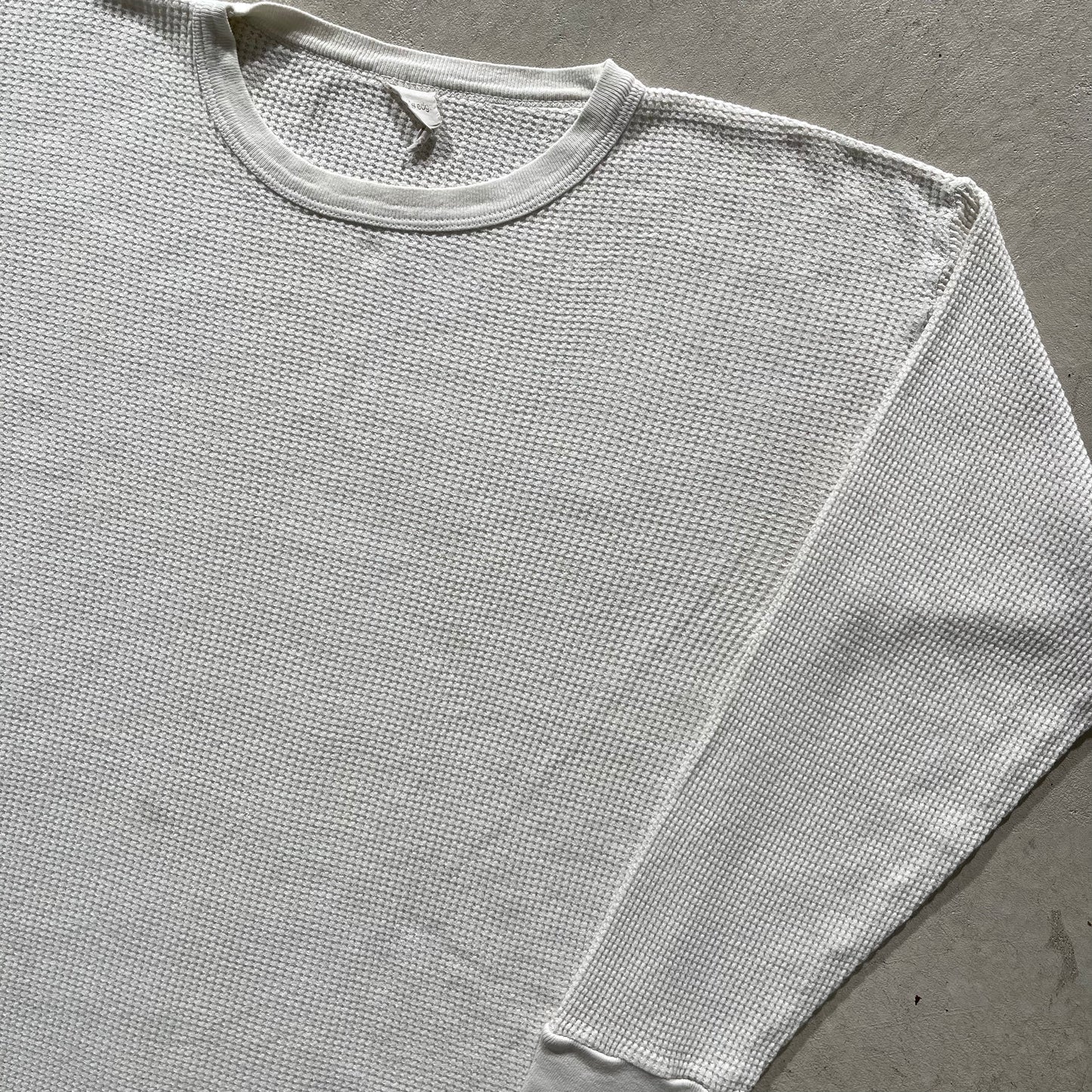 90s White Waffle Knit Thermal- L