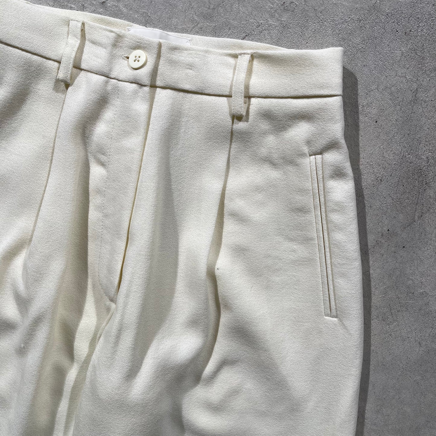 90s Wide Leg Cream Polyester Pants- 23