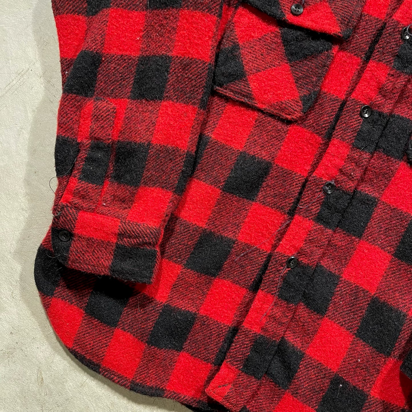 60s Pilgrim Buffalo Plaid Wool Flannel- L
