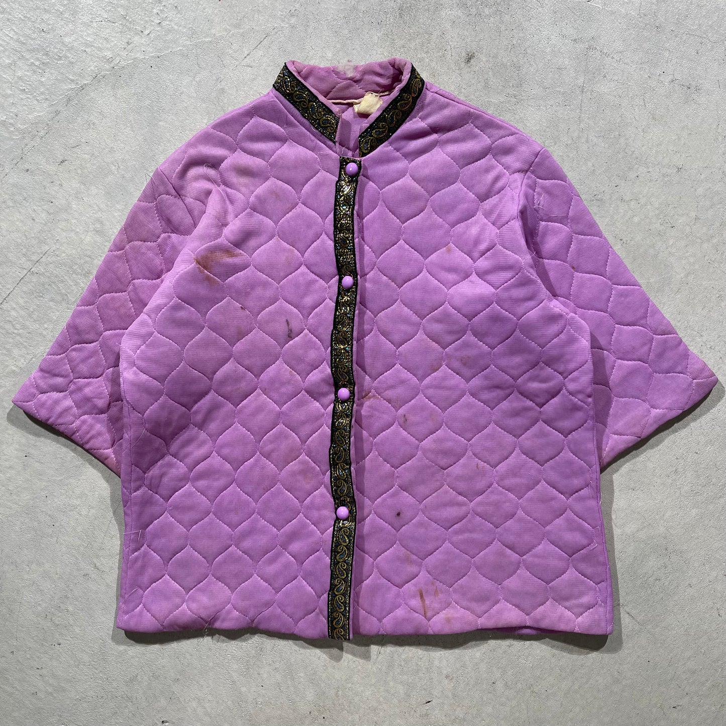 70s Quilted Acetate Lilac Button Up- S