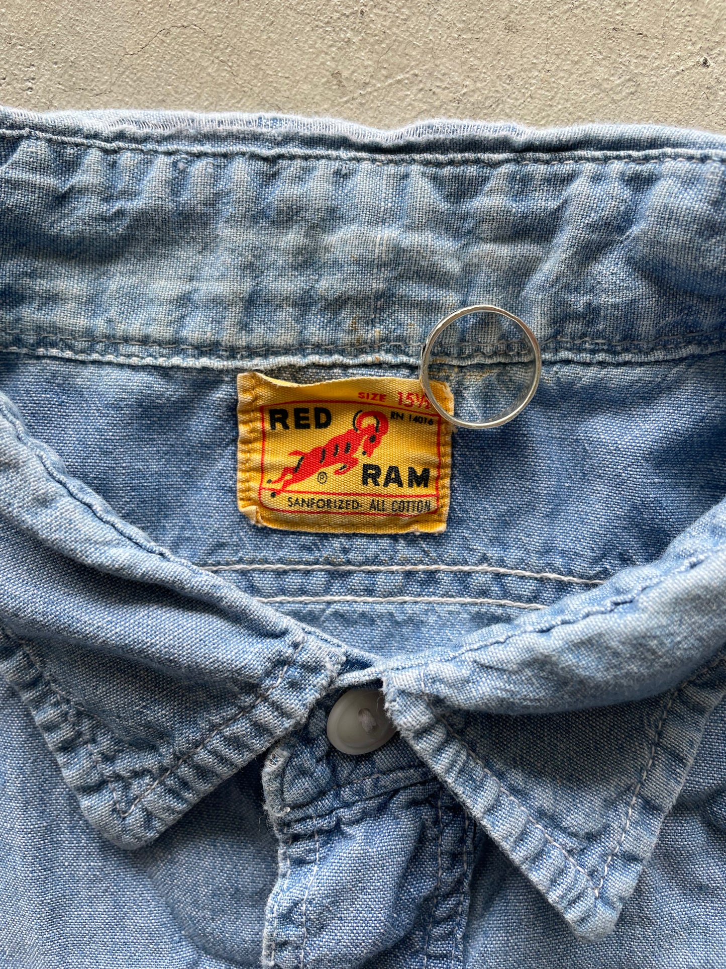 60s Red Ram Denim Painters Shirt- M