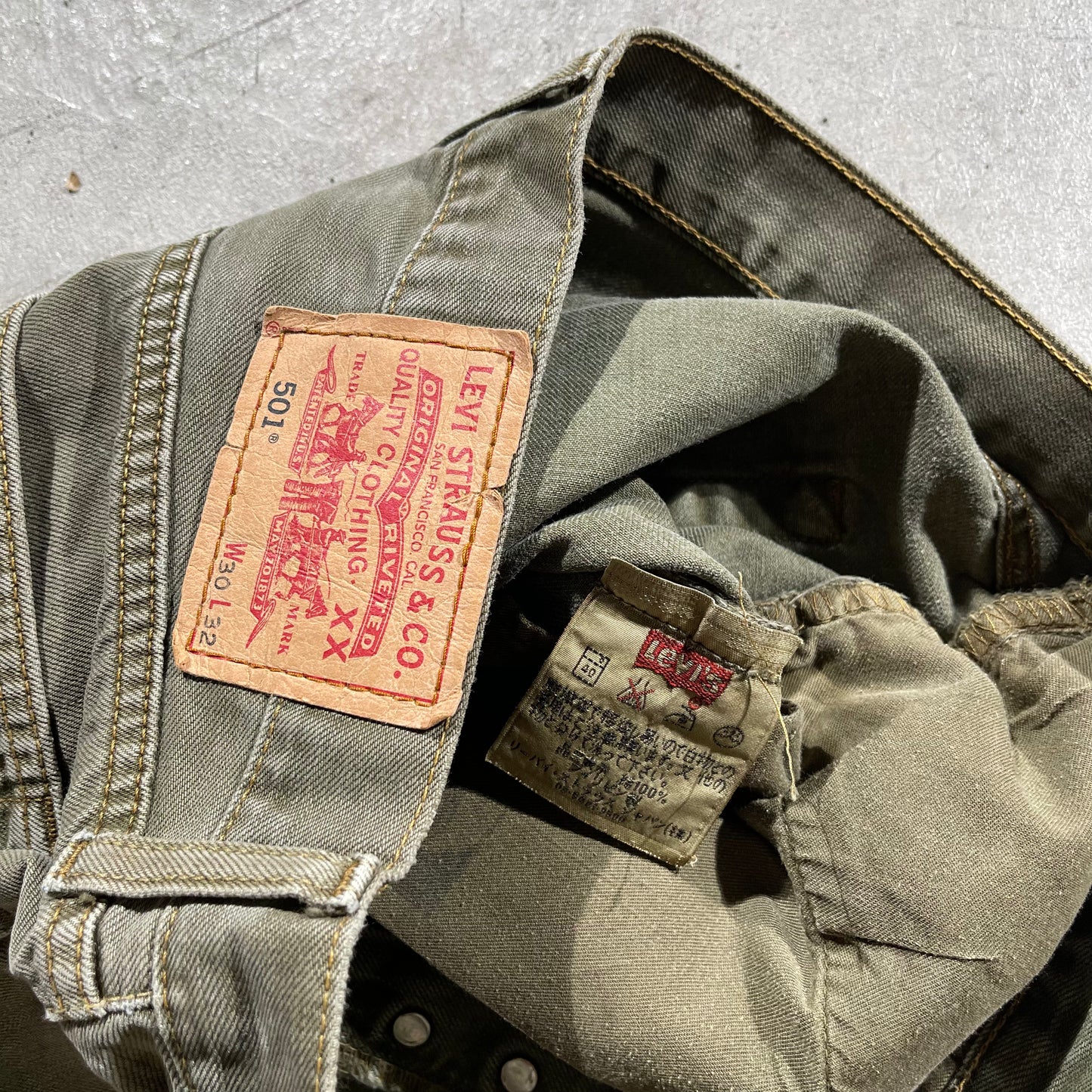 00s Faded Olive Green Levi's 501s- 30