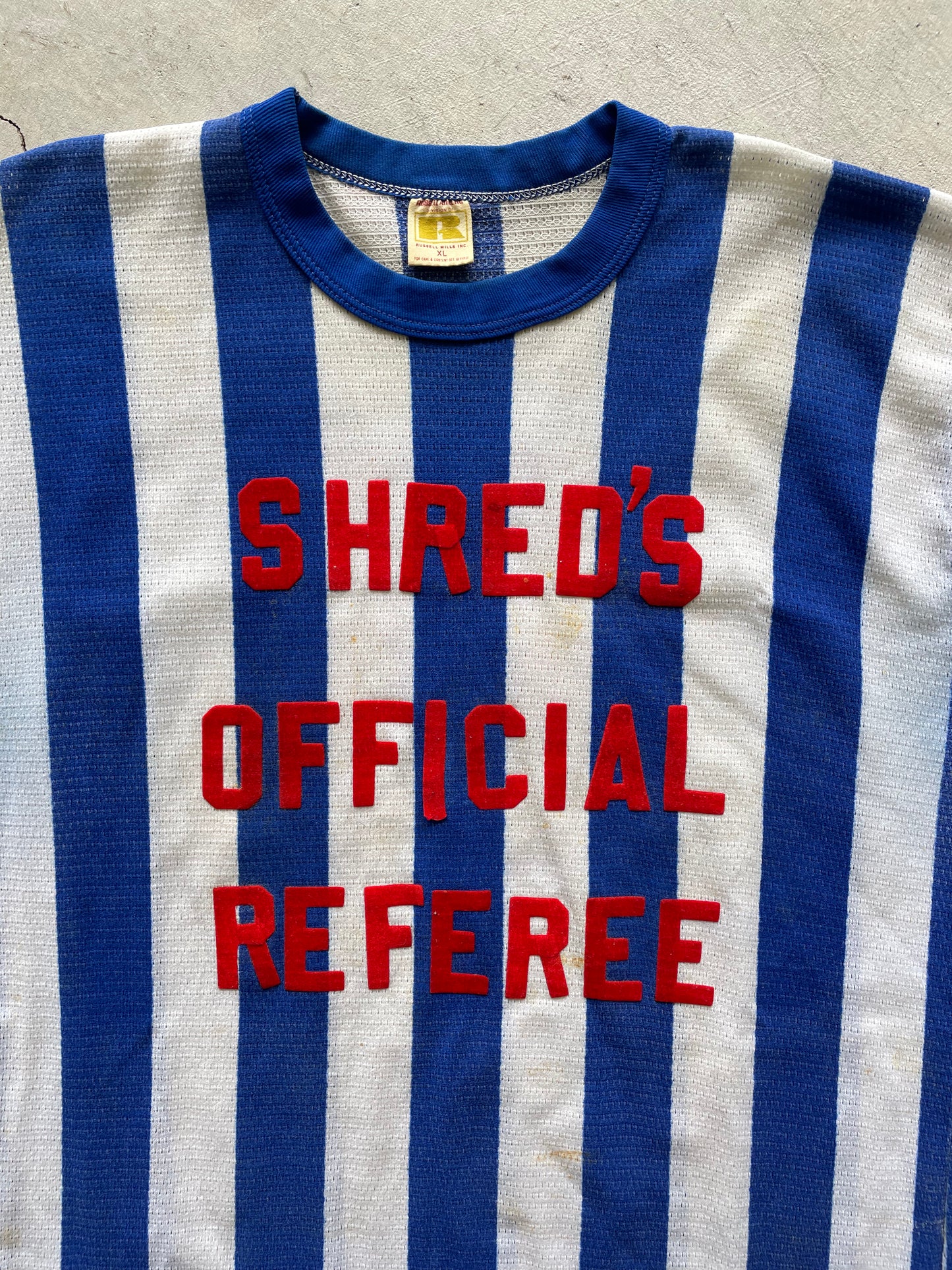 70s Russell Mesh Referee Tee- L