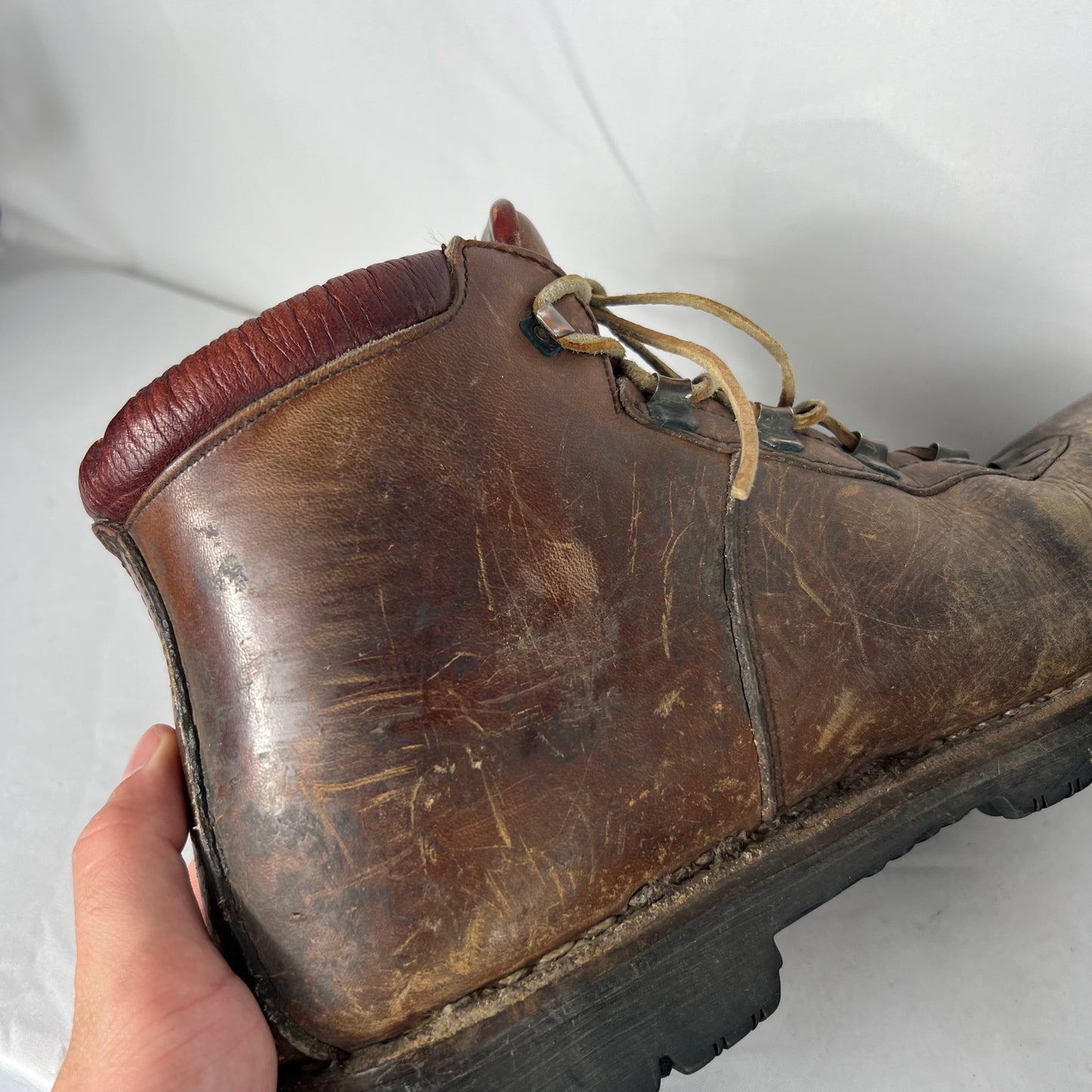 70s Patina Leather Italian Hiking Boots- M's 9.5, W's 11