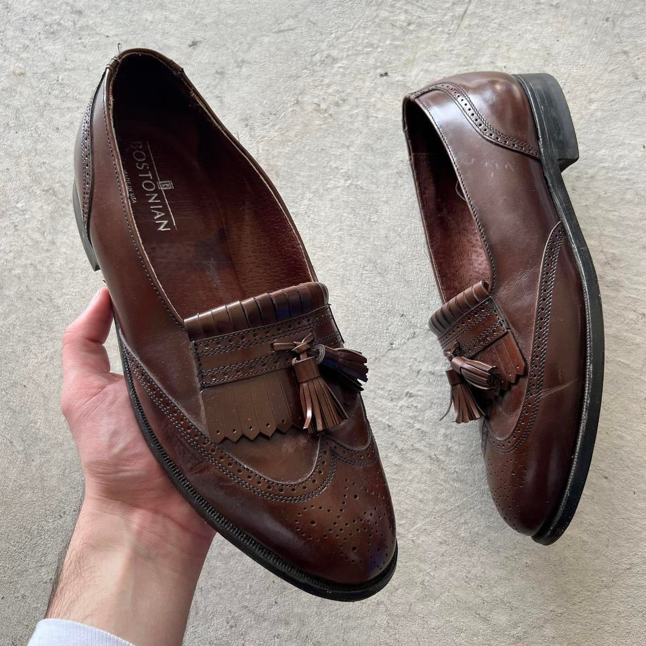 90s Brown Leather Tassel Loafers- M's 10.5, W's 12