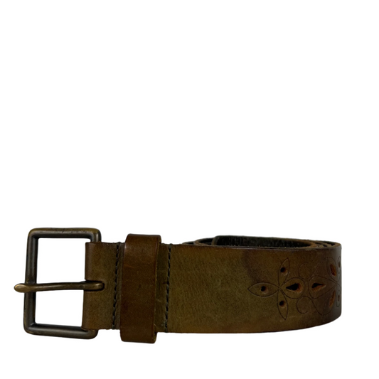 00s Gap Groovy Engraved Leather Belt- 28"-32"