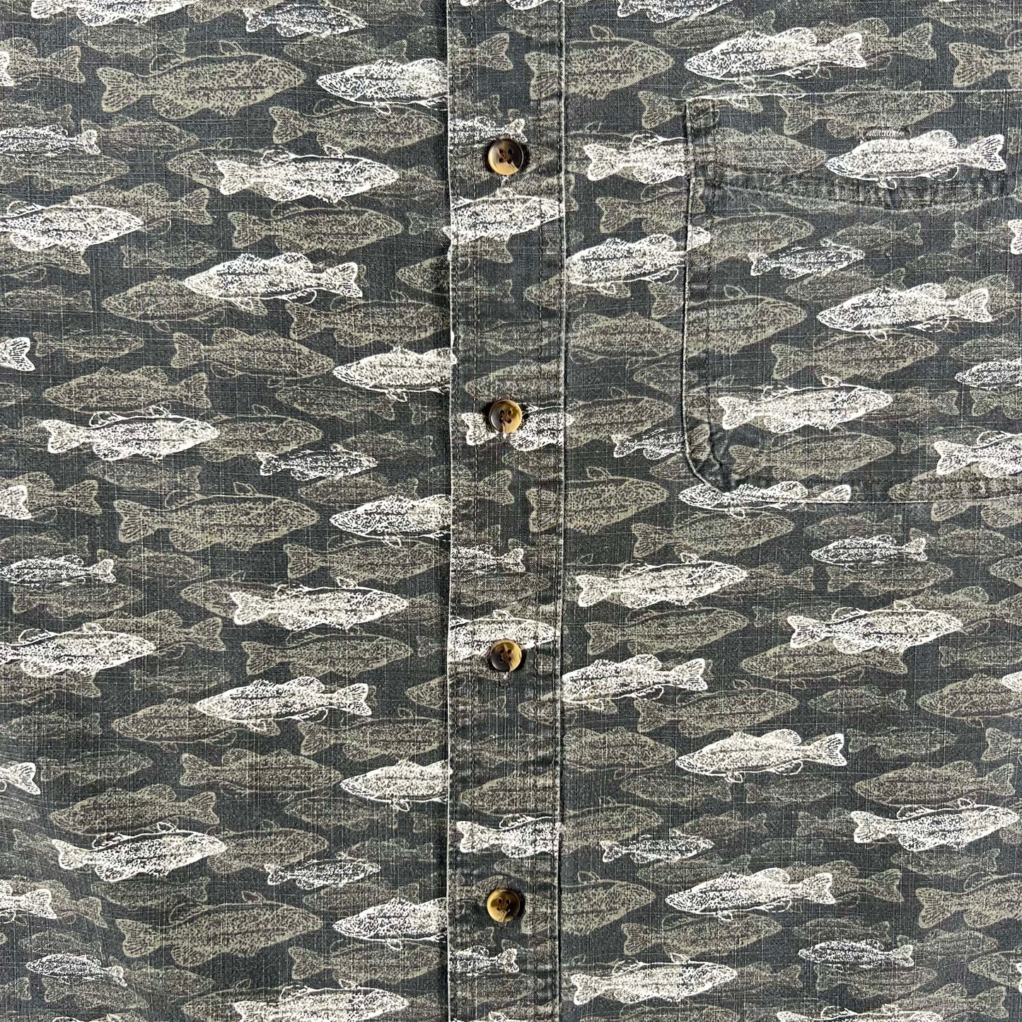 00s All Over Largemouth Bass Print Shirt- XL