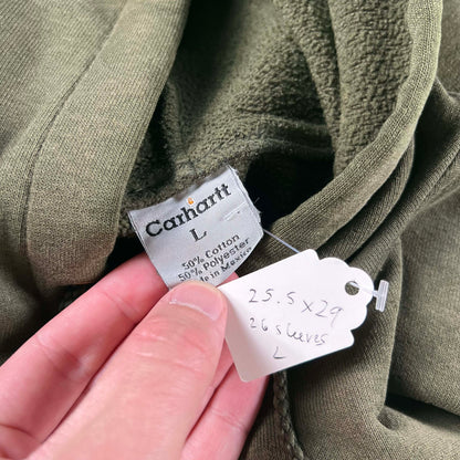 00s Carhartt Sun Faded Olive Green Hoodie- L