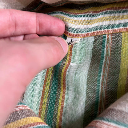 70s Spectacular Lightweight Striped Button Up Shirt- L