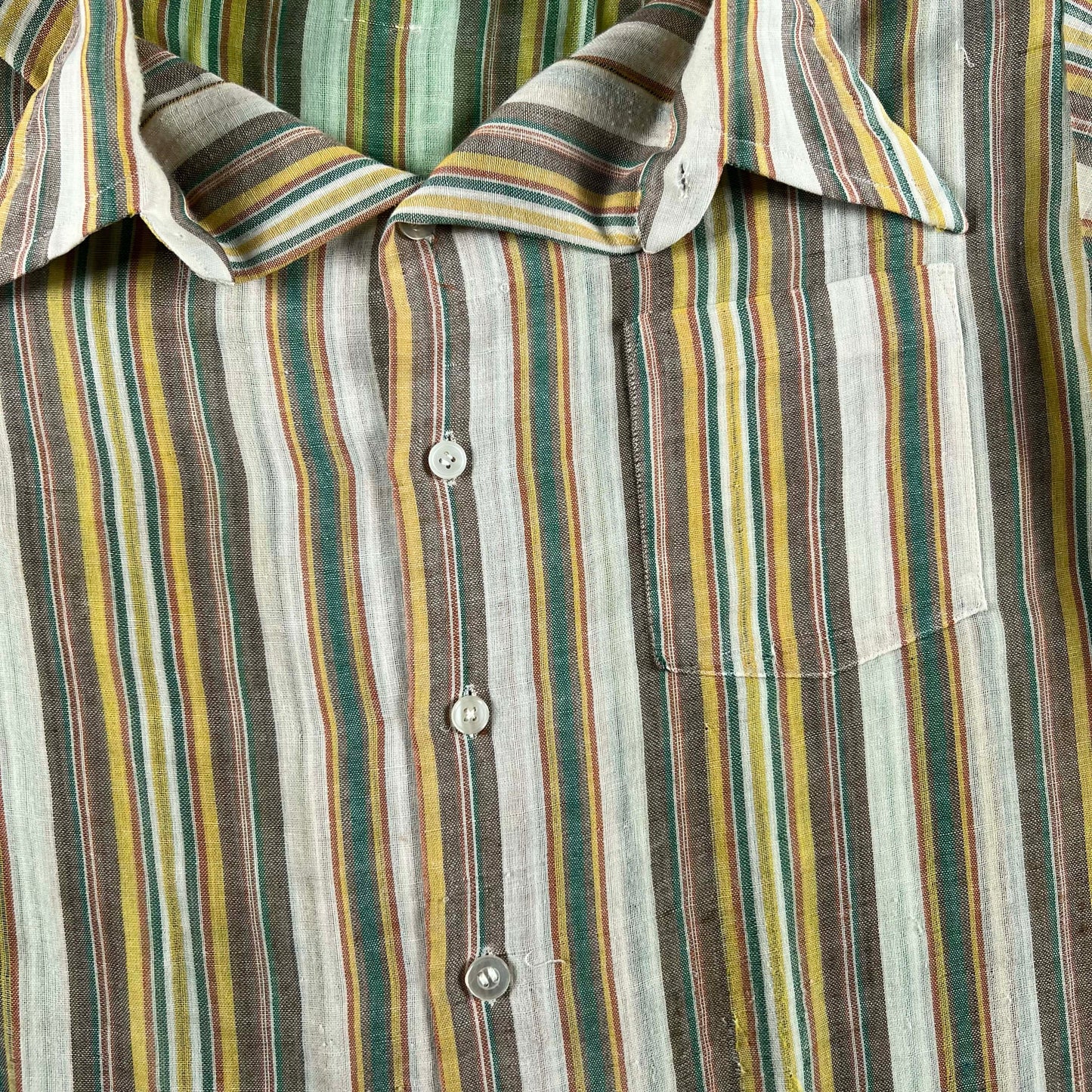 70s Spectacular Lightweight Striped Button Up Shirt- L
