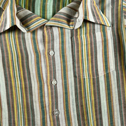 70s Spectacular Lightweight Striped Button Up Shirt- L