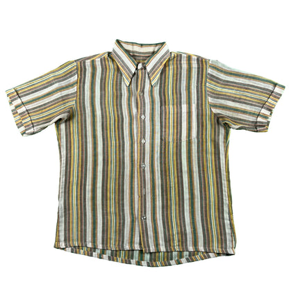 70s Spectacular Lightweight Striped Button Up Shirt- L