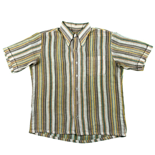 70s Spectacular Lightweight Striped Button Up Shirt- L