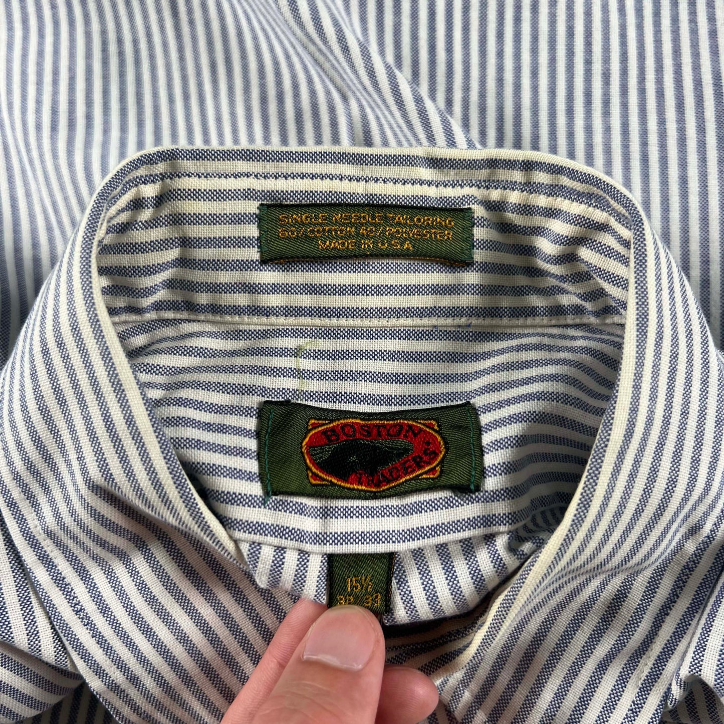 80s 'Boston Traders' Striped Button Up Shirt- M