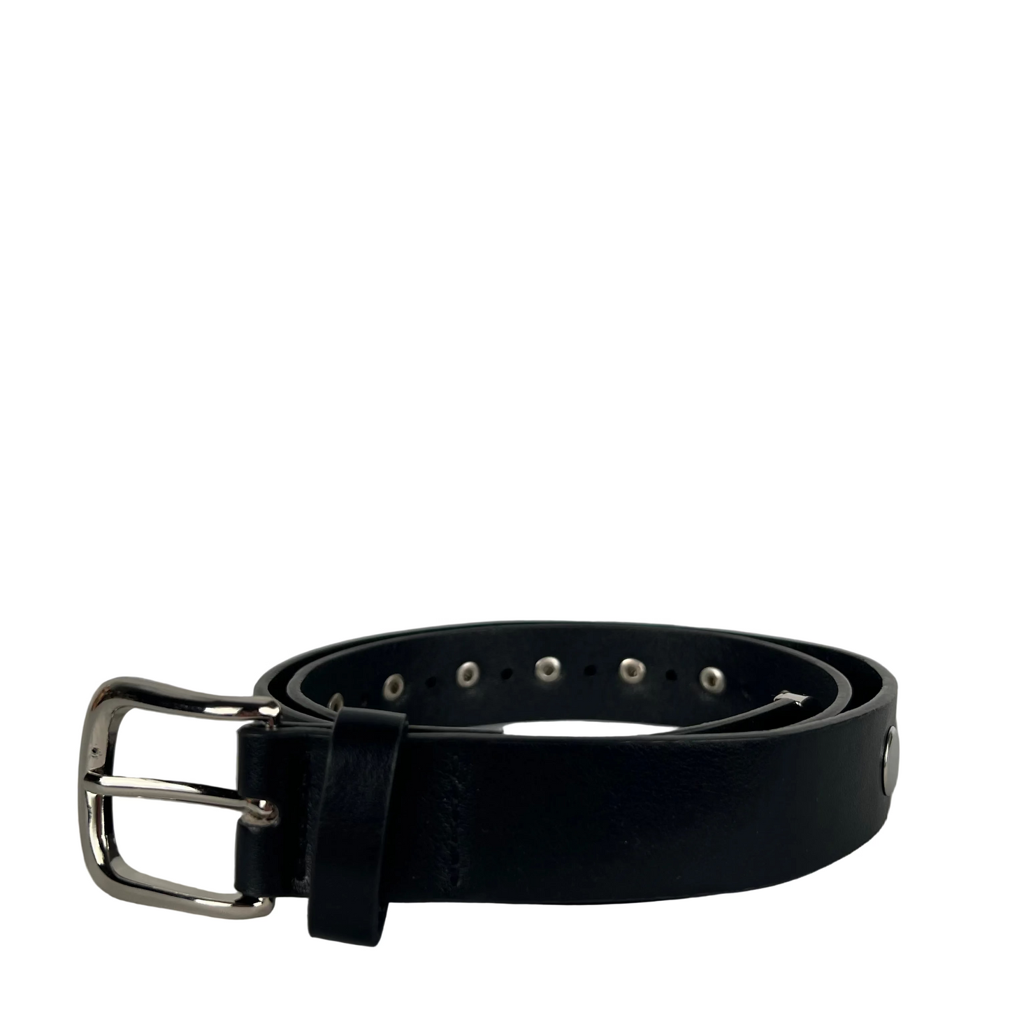 3 Piece Metal Studded Black Leather Belt- 28"-32"
