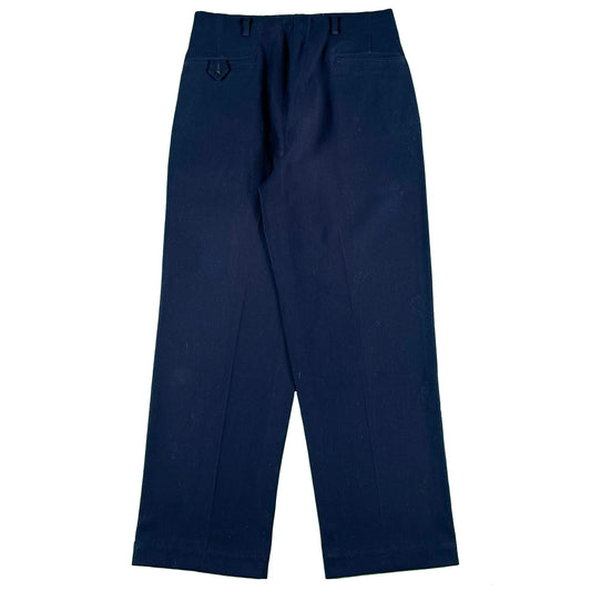 40s/50s Navy Blue Pleated Wool Trousers- 31x29.5