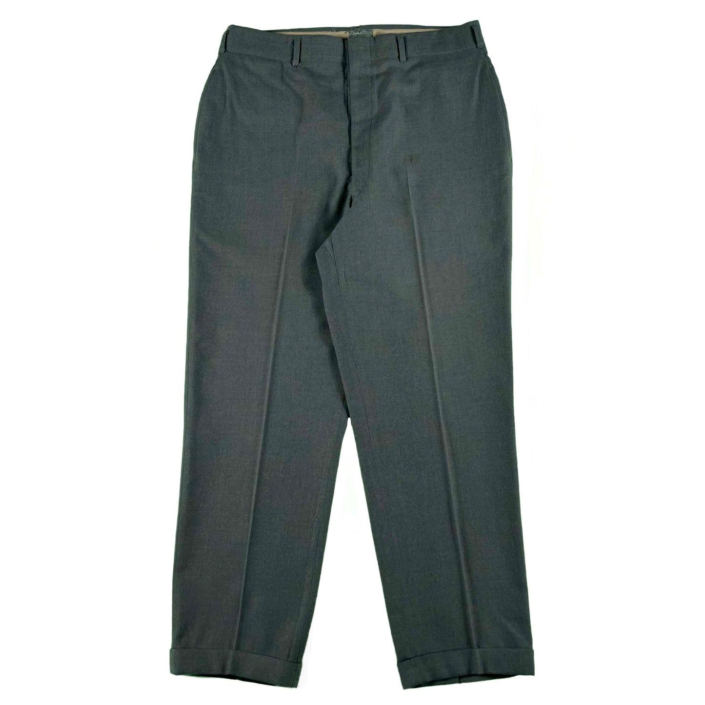 50s Dark Grey Pleated Worsted Wool Trousers- 33x28.5
