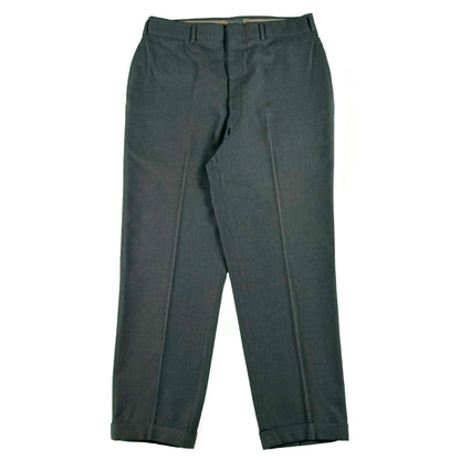 50s Dark Grey Pleated Worsted Wool Trousers- 33x28.5