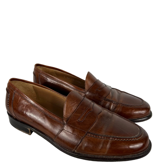 90s Brown Leather Penny Loafers- M's 8.5, W's 10