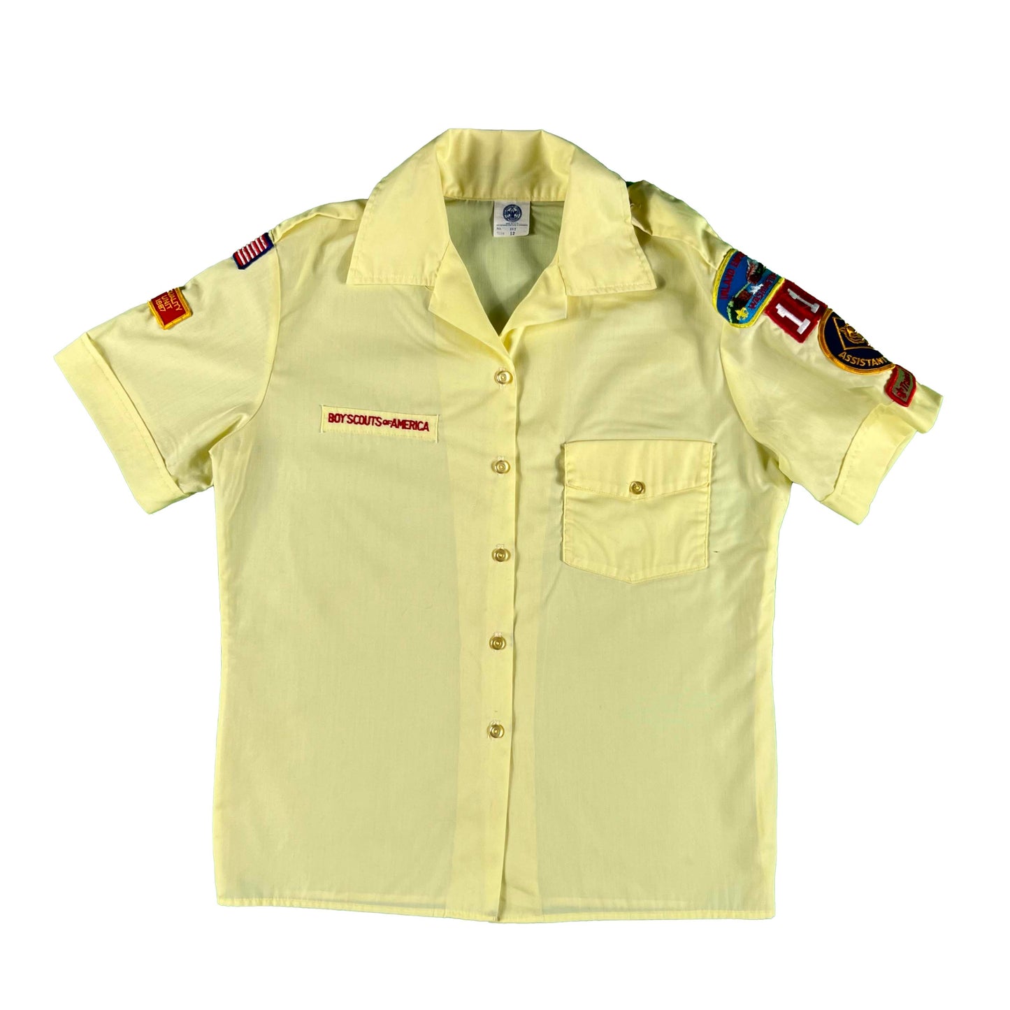 80s Boy Scouts Flowy Yellow Button Up Shirt- S