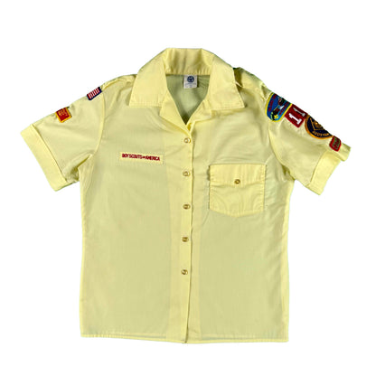 80s Boy Scouts Flowy Yellow Button Up Shirt- S