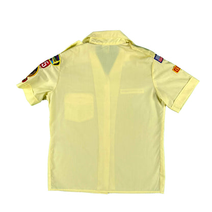 80s Boy Scouts Flowy Yellow Button Up Shirt- S
