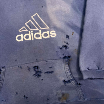 90s Perfectly Thrashed & Faded Adidas Hoodie- M