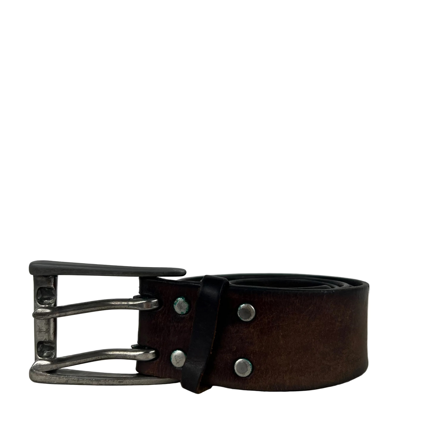 00s Patina Brown Leather Two Prong Belt- 32"-36"