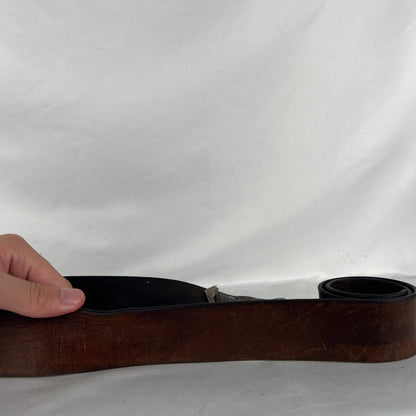 00s Patina Brown Leather Two Prong Belt- 32"-36"