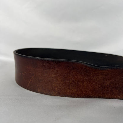 00s Patina Brown Leather Two Prong Belt- 32"-36"
