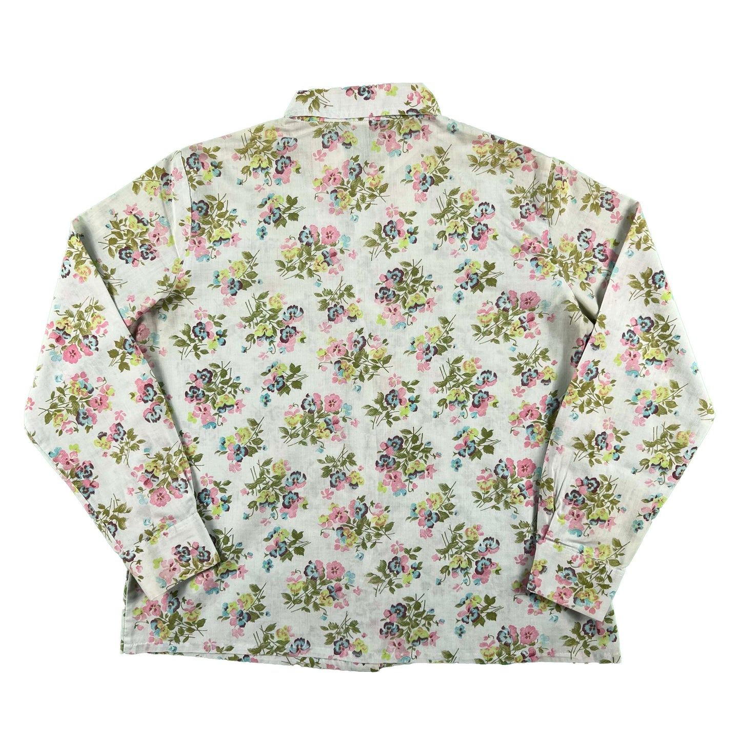 70s Light n Flowy Floral Button Up Shirt- M