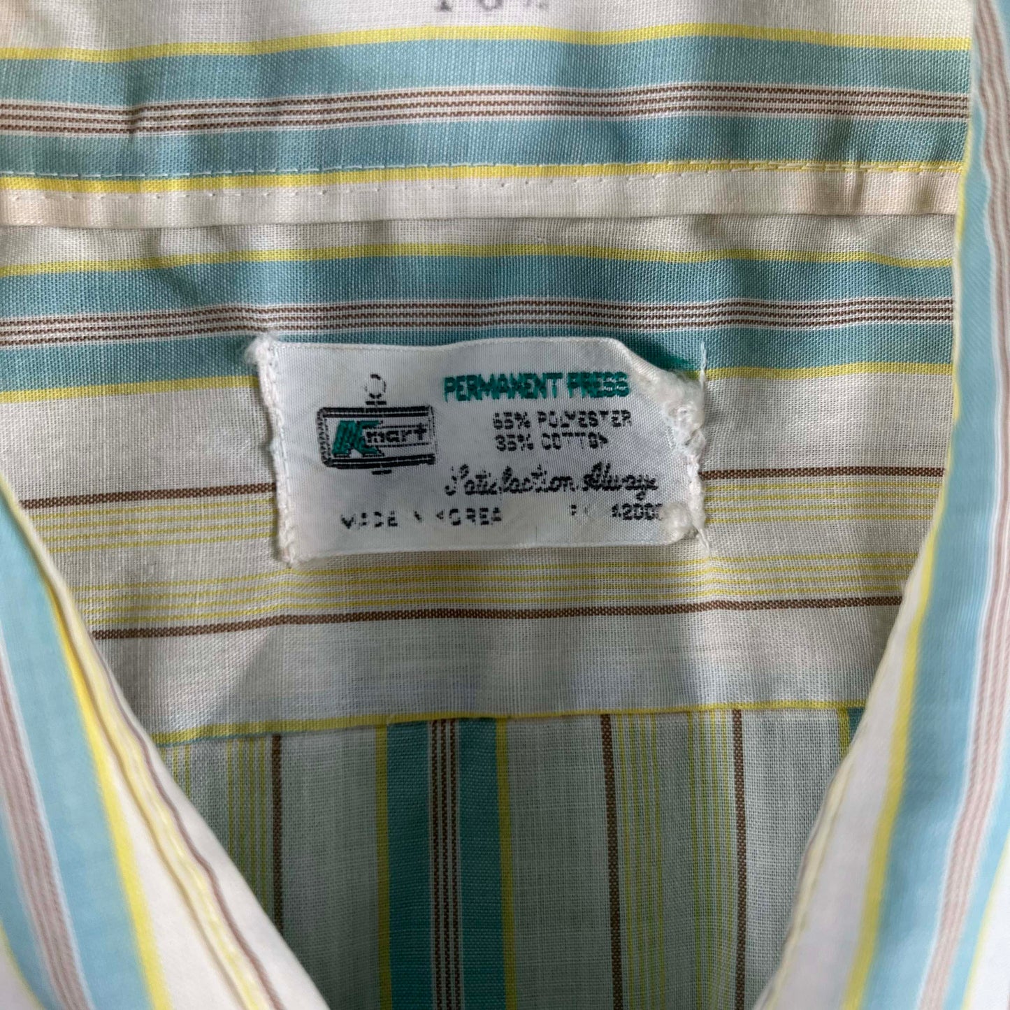 70s Sleeveless Striped Button Up Shirt- L