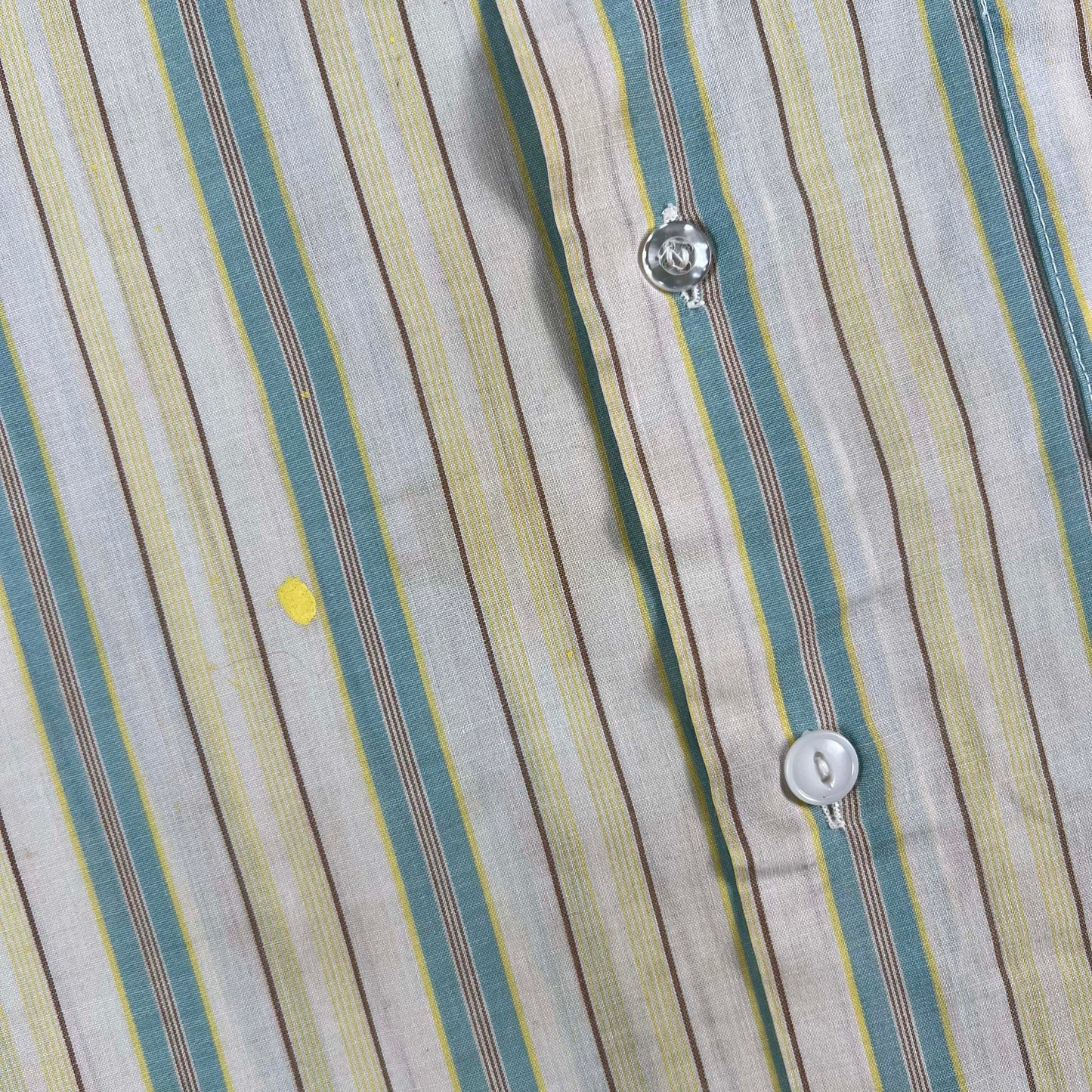 70s Sleeveless Striped Button Up Shirt- L