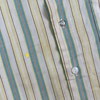 70s Sleeveless Striped Button Up Shirt- L